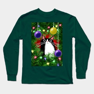 The Cat and the Christmas Tree Long Sleeve T-Shirt